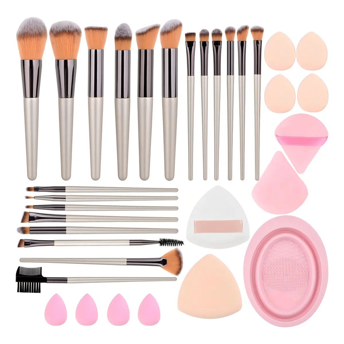 GENERICO - Juego De Brochas De Maquillaje Profesional 33pcs Color Plateado Labg