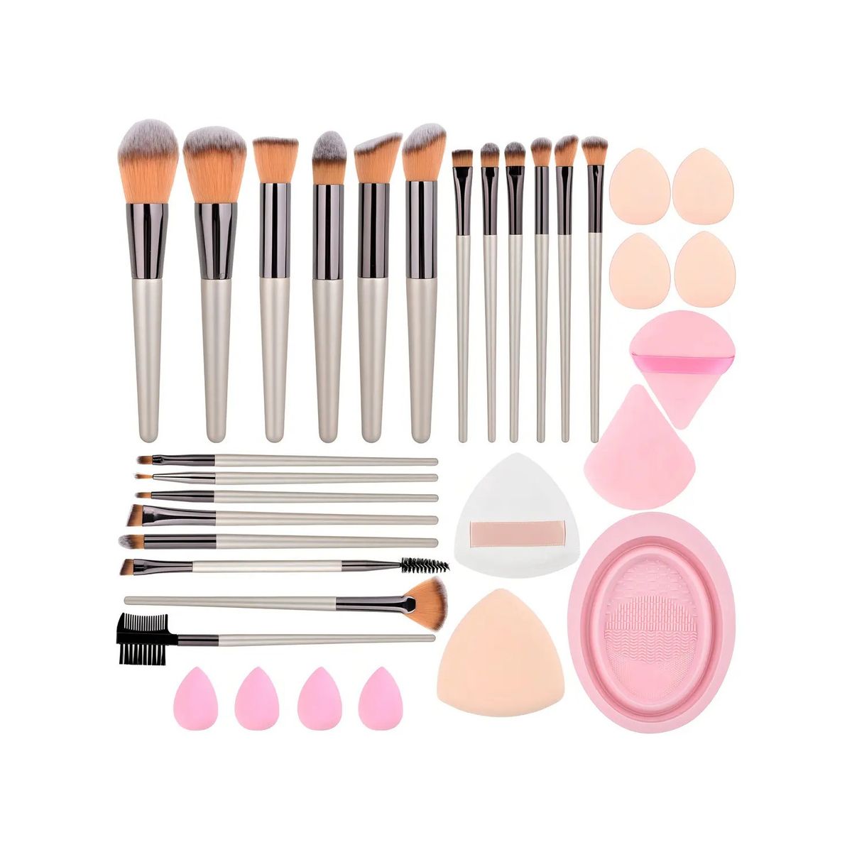 GENERICO - Juego De Brochas De Maquillaje Profesional 33pcs Color Plateado Labg
