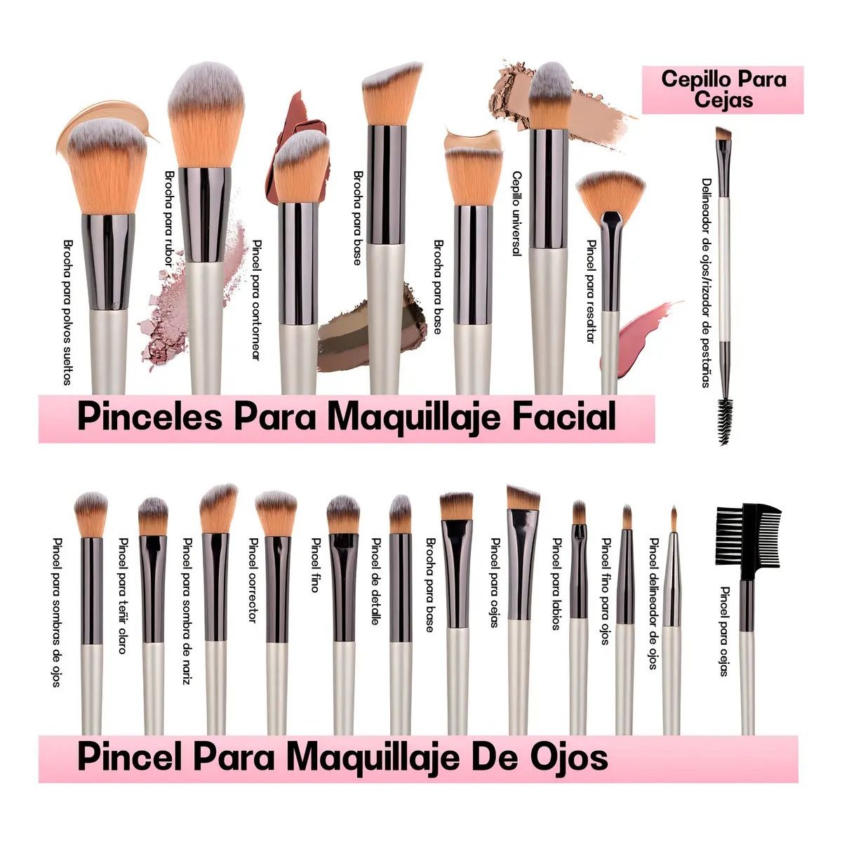 GENERICO - Juego De Brochas De Maquillaje Profesional 33pcs Color Plateado Labg