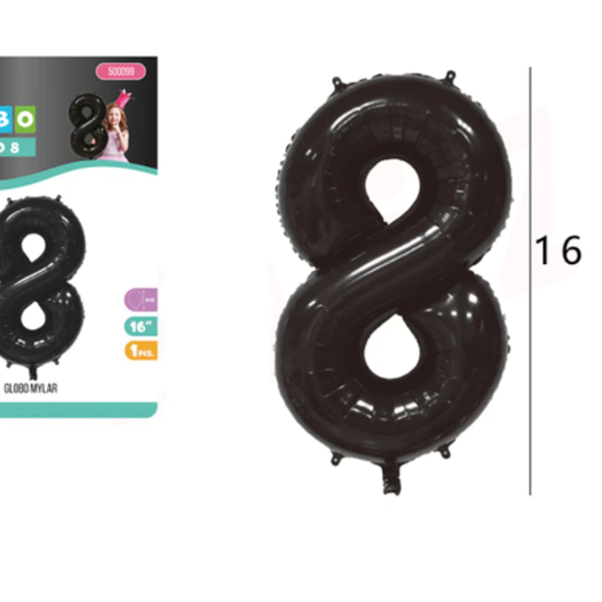 GENERICO - Globo numero 8 negro