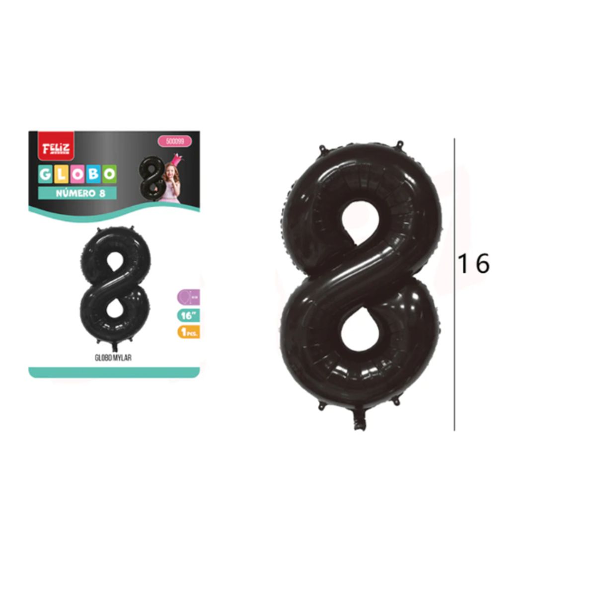 GENERICO - Globo numero 8 negro