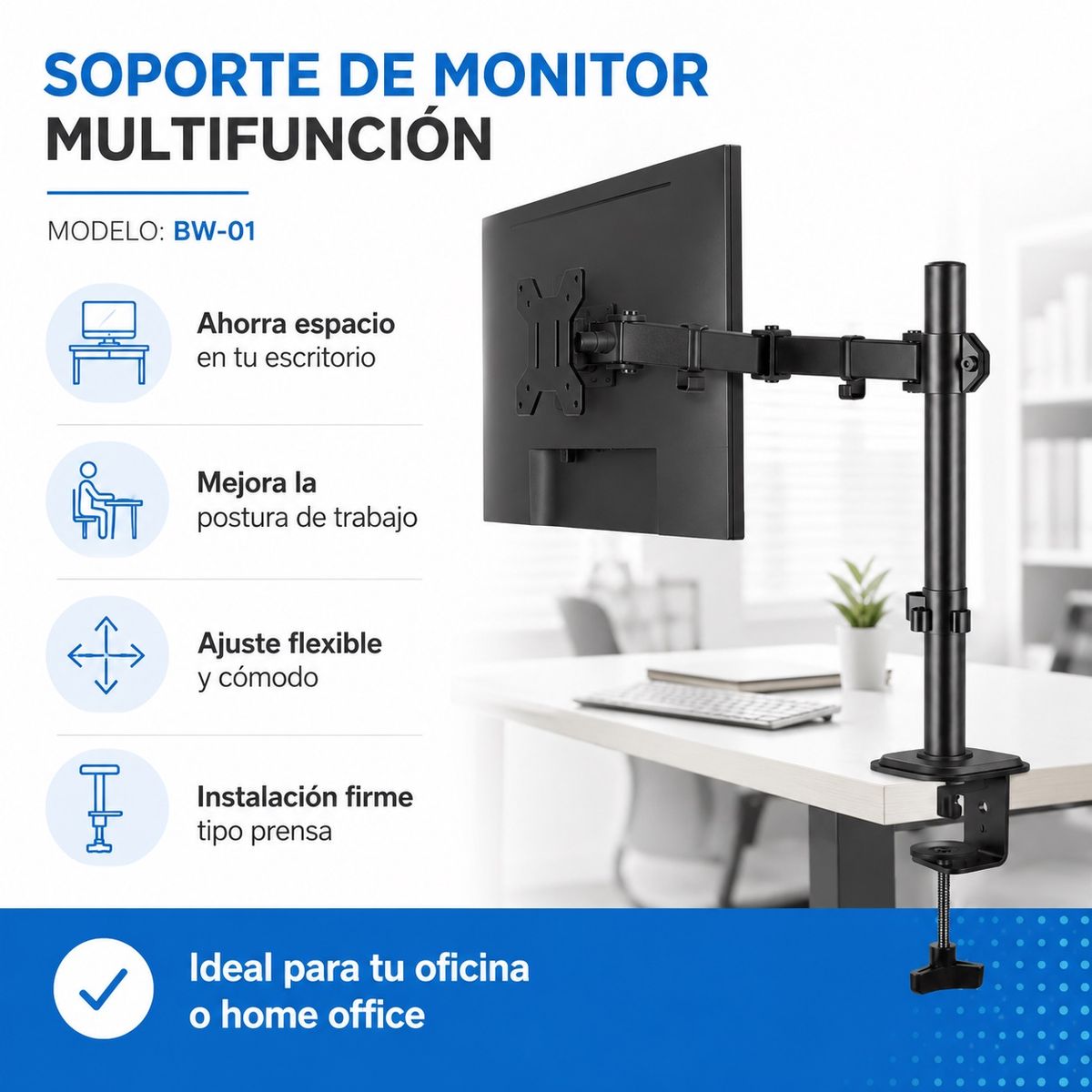DOPA - Soporte 1 Brazo Articulado Para Monitor 15-33 Bw-01 C/Agarre