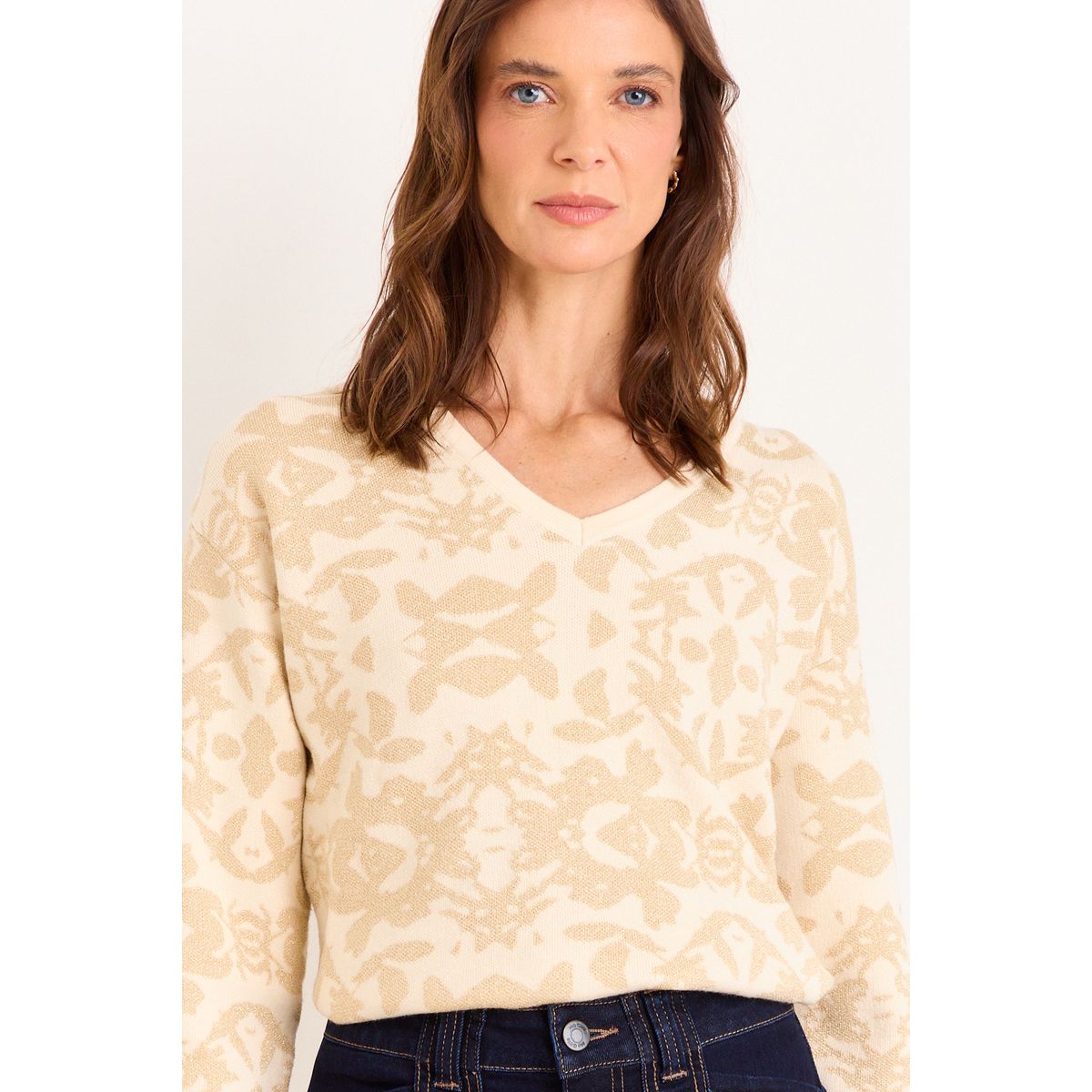 MA GRIFFE - Sweater Fantasia Mujer Beige Magriffe