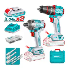 TOTAL TOOLS - Kit Taladro Atornillador Inal + Atornillador Impacto + Accesorios