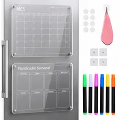 EVERSO - Pack 2 Pizarras Planner Mensual Y Semanal Magnetica Refriger