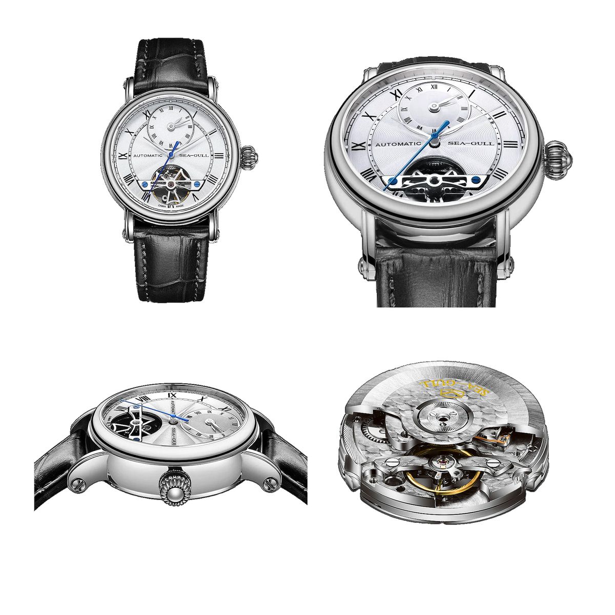 SEAGULL - Reloj Seagull Automatico Open Heart Doble Zona Horaria 40mm