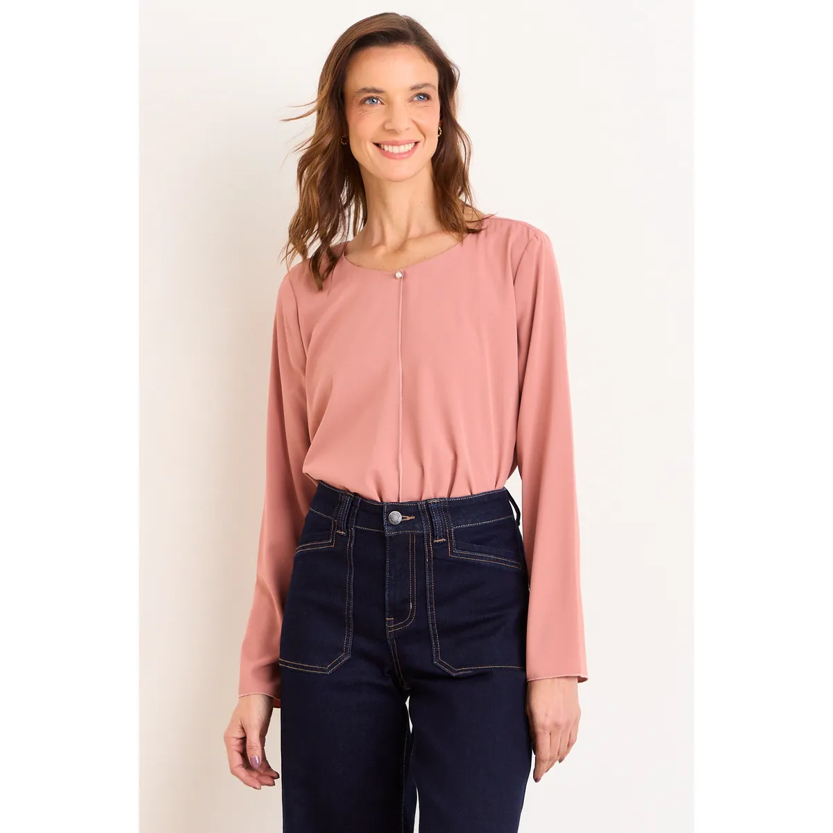 MA GRIFFE - Blusa Lisa Mujer Rosado Magriffe