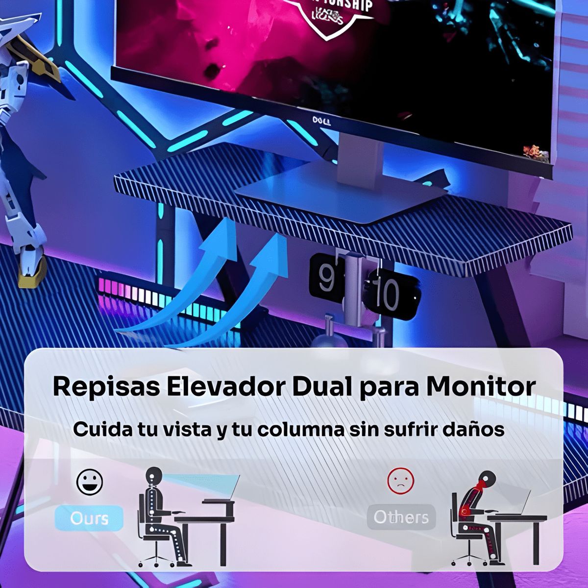 GENERICO - Escritorio esquinero en forma l con estantes 120cm gamer
