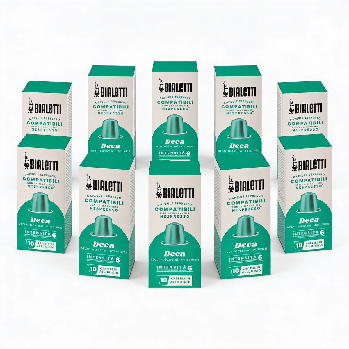BIALETTI - Pack 10 Cajas Cápsulas de Café Descafeinado Bialetti para Nespresso
