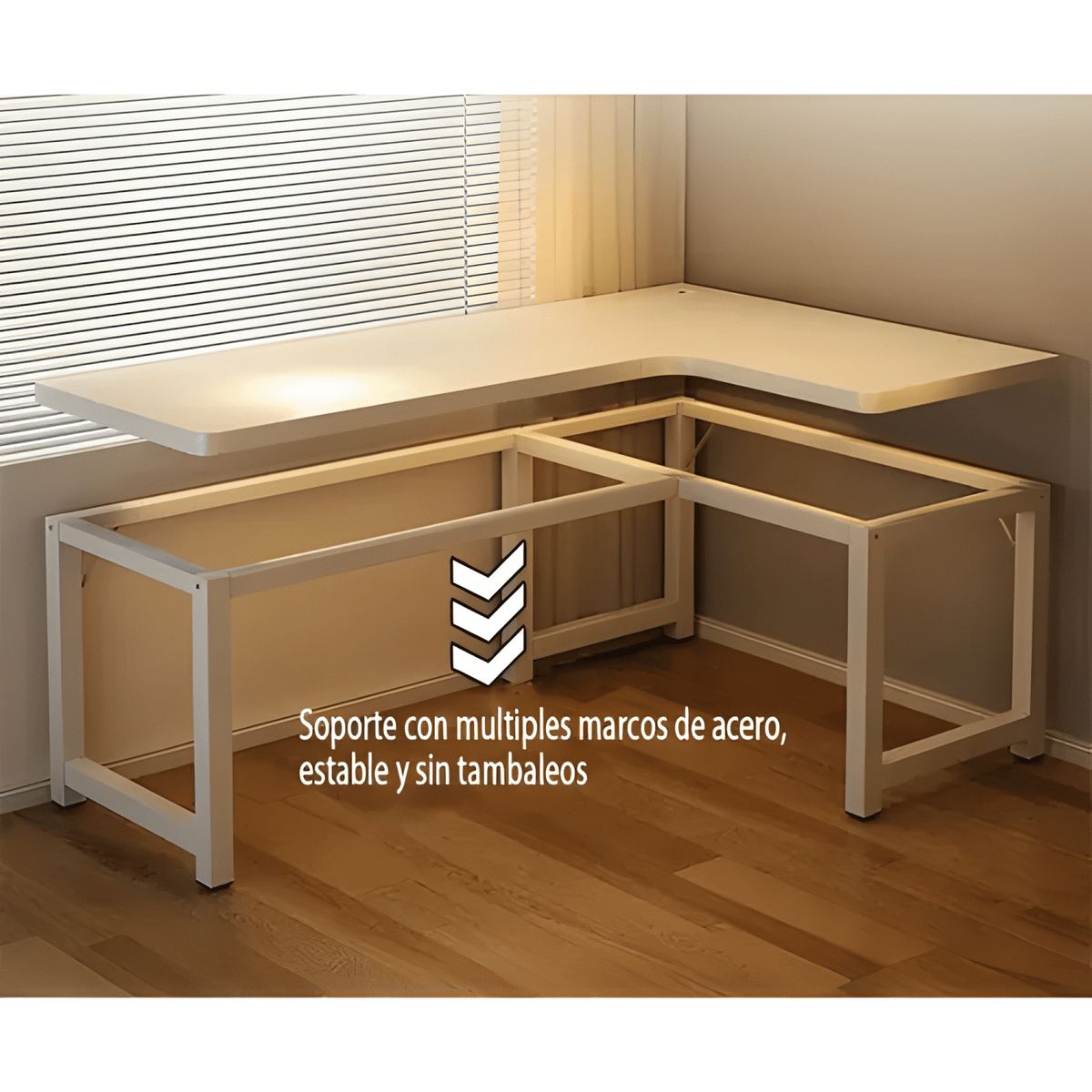 GENERICO - Escritorio en l oficina madera y fierro moderno 6