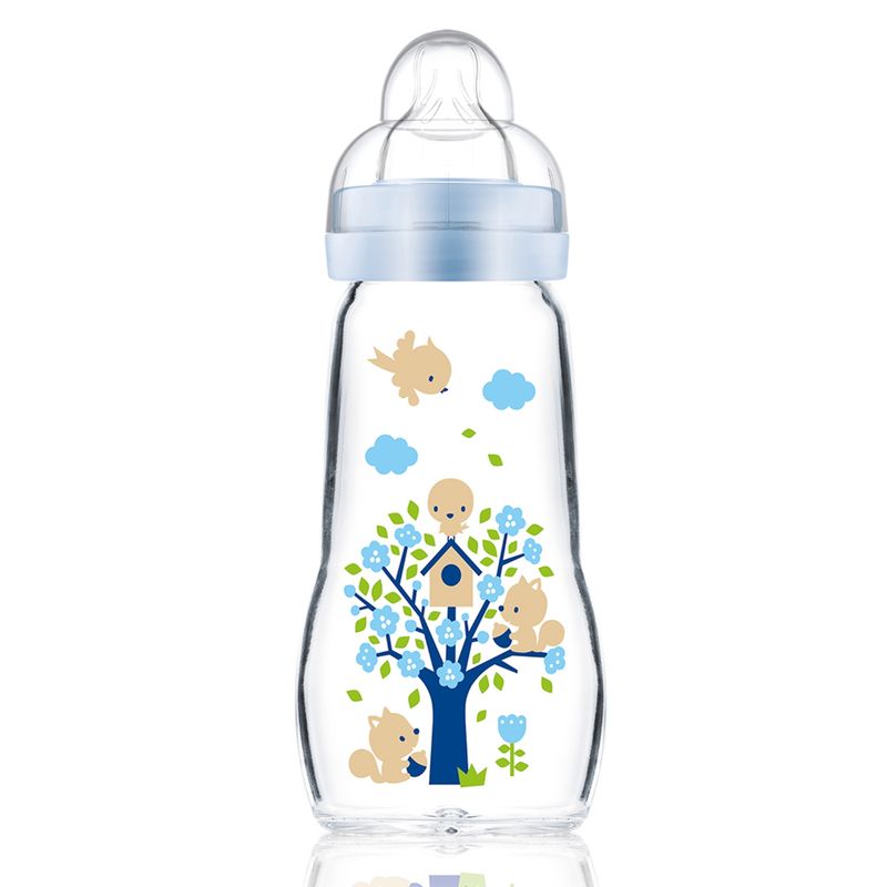 MAM - Mamadera 260 ml Vidrio Celeste Mam
