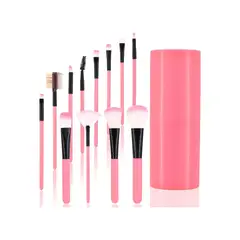 GENERICO - Set 12 Brochas Maquillaje Profesional Cepillos Color Rosa Labg