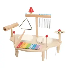 GENERICO - Instrumento de percusión musical orff madera centro Marrón