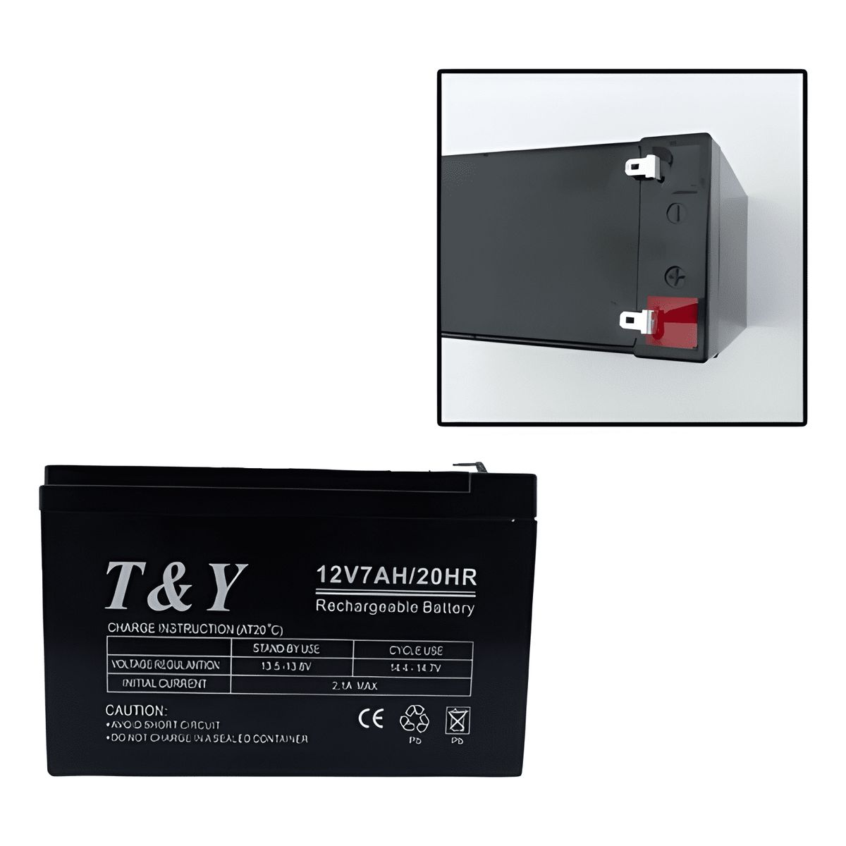 GENERICO - Bateria de 12 volt y 7 amperes t&y