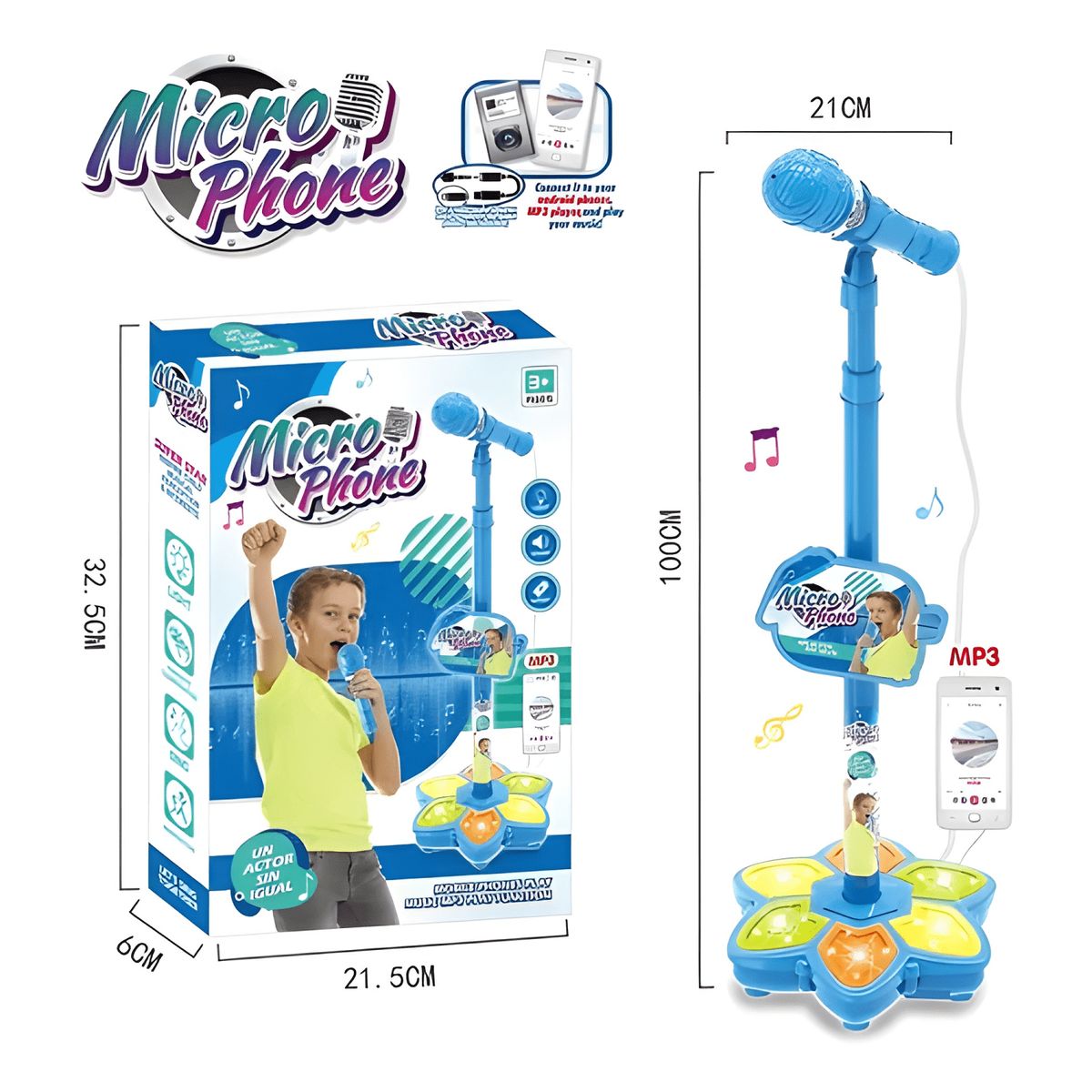 GENERICO - Micrófono musical de karaoke con pedestal para niños