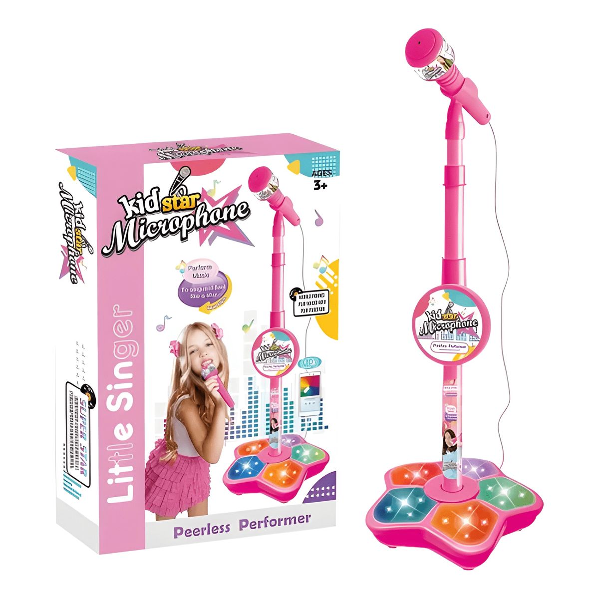 GENERICO - Infantil karaoke micrófono juguete de niños con base Rosa