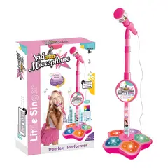 GENERICO - Infantil karaoke micrófono juguete de niños con base Rosa
