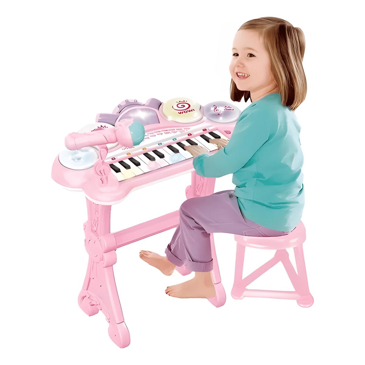 GENERICO - Piano juguete electrónico para niños musical con micrófono