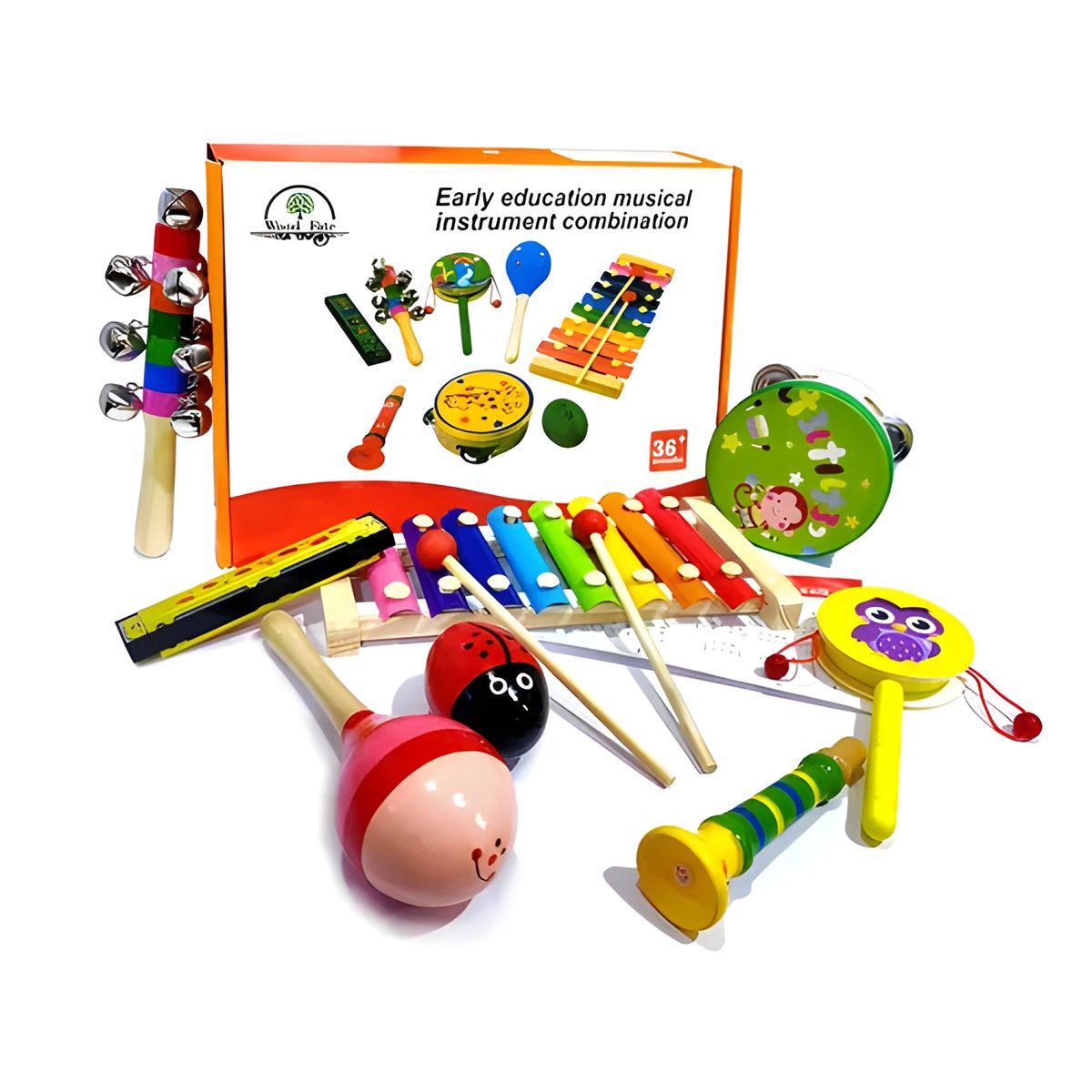 GENERICO - Set 8 instrumento musicales montessori madera para niños
