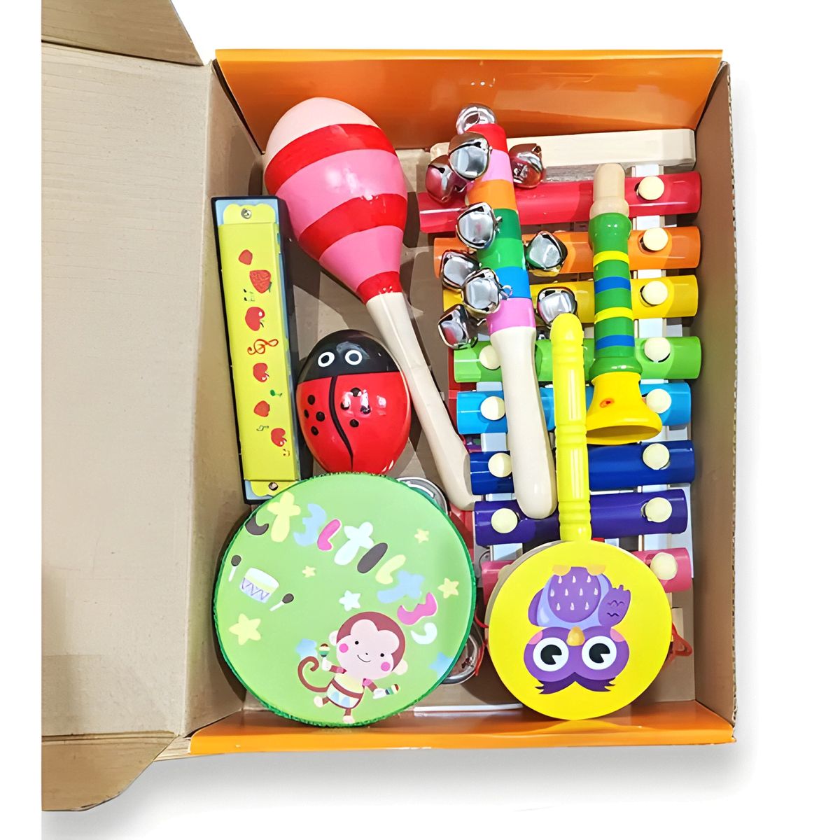 GENERICO - Set 8 instrumento musicales montessori madera para niños