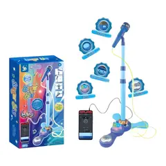 GENERICO - Micrófono pedestal juguete mp3 con luces infantil Azul