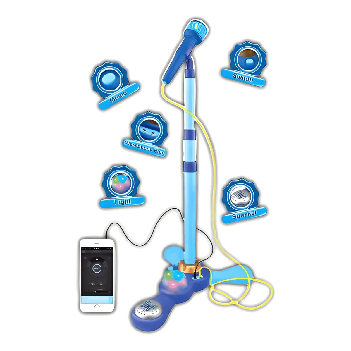 GENERICO - Micrófono pedestal juguete mp3 con luces infantil Azul