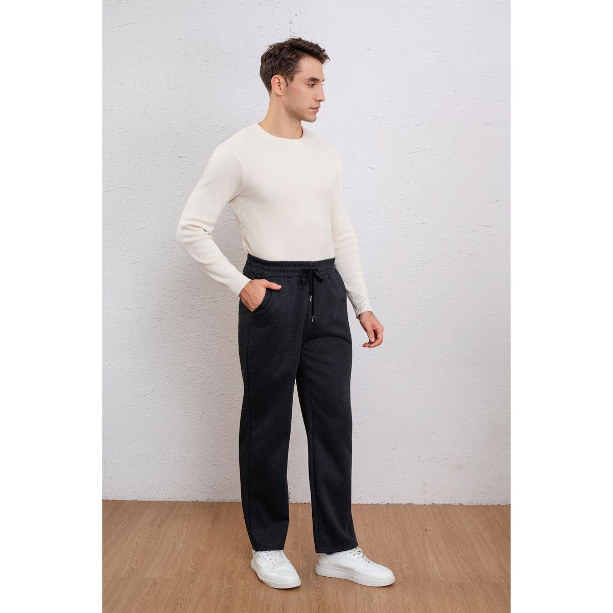 LIKE SHOP - Pantalón Buzo Hombre Recto Forro Interior Polar Bolsillos 2300