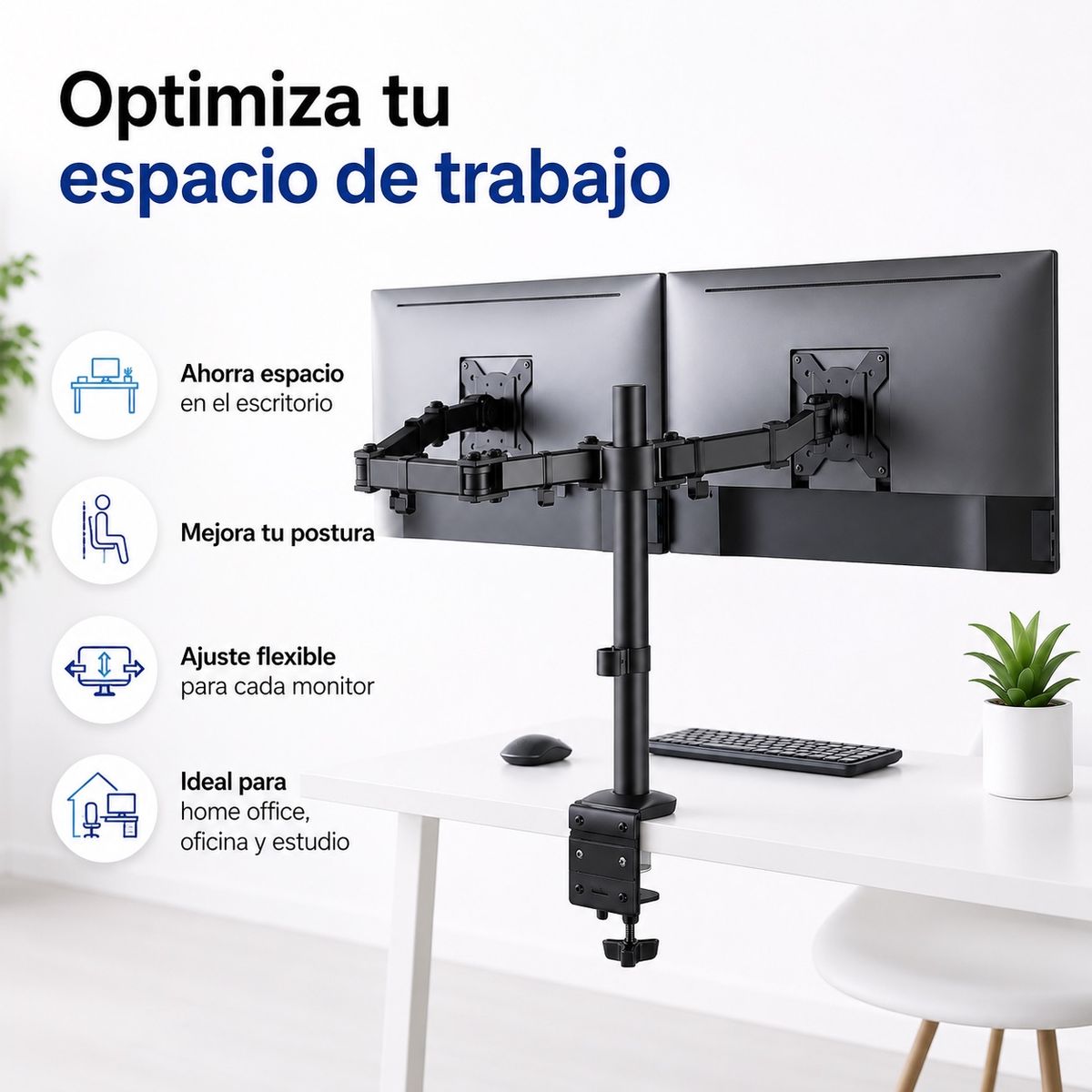DOPA - Soporte Doble Monitor Brazo Articulado Vesa 15-33 Pulgadas