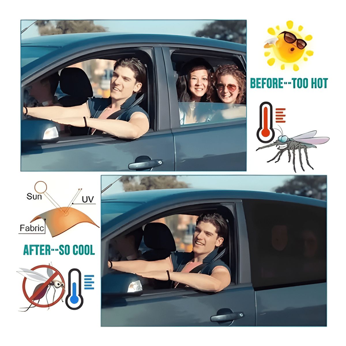 GENERICO - 4 Lateral Ventana Cubre Sol Automotiv Cortains Parasol Coche