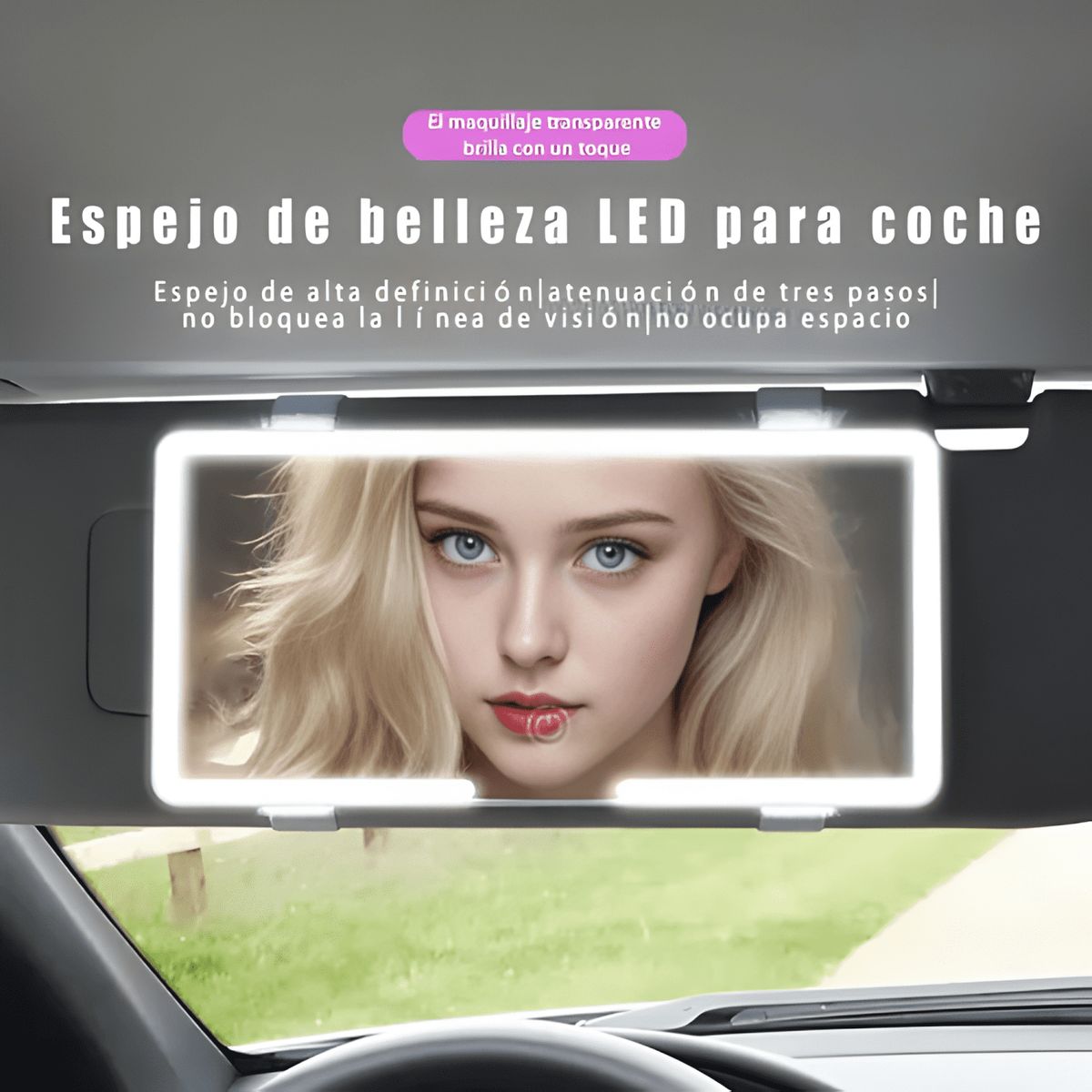 GENERICO - Espejo de Maquillaje con Visera Decoche con 3 Modos Luz Led