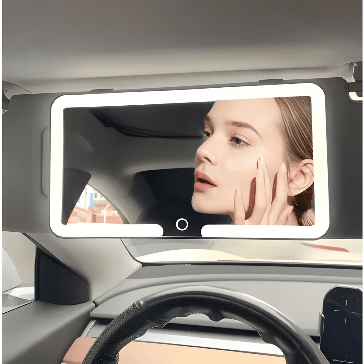 GENERICO - Espejo de Maquillaje de Visera de Coche con 3 Modos Luz SE