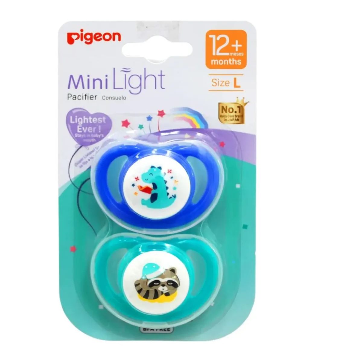 PIGEON - Chupete Mini Light 2 Pcs Odontologico Pigeon Libre Bpa Blue/Verde 12+ L