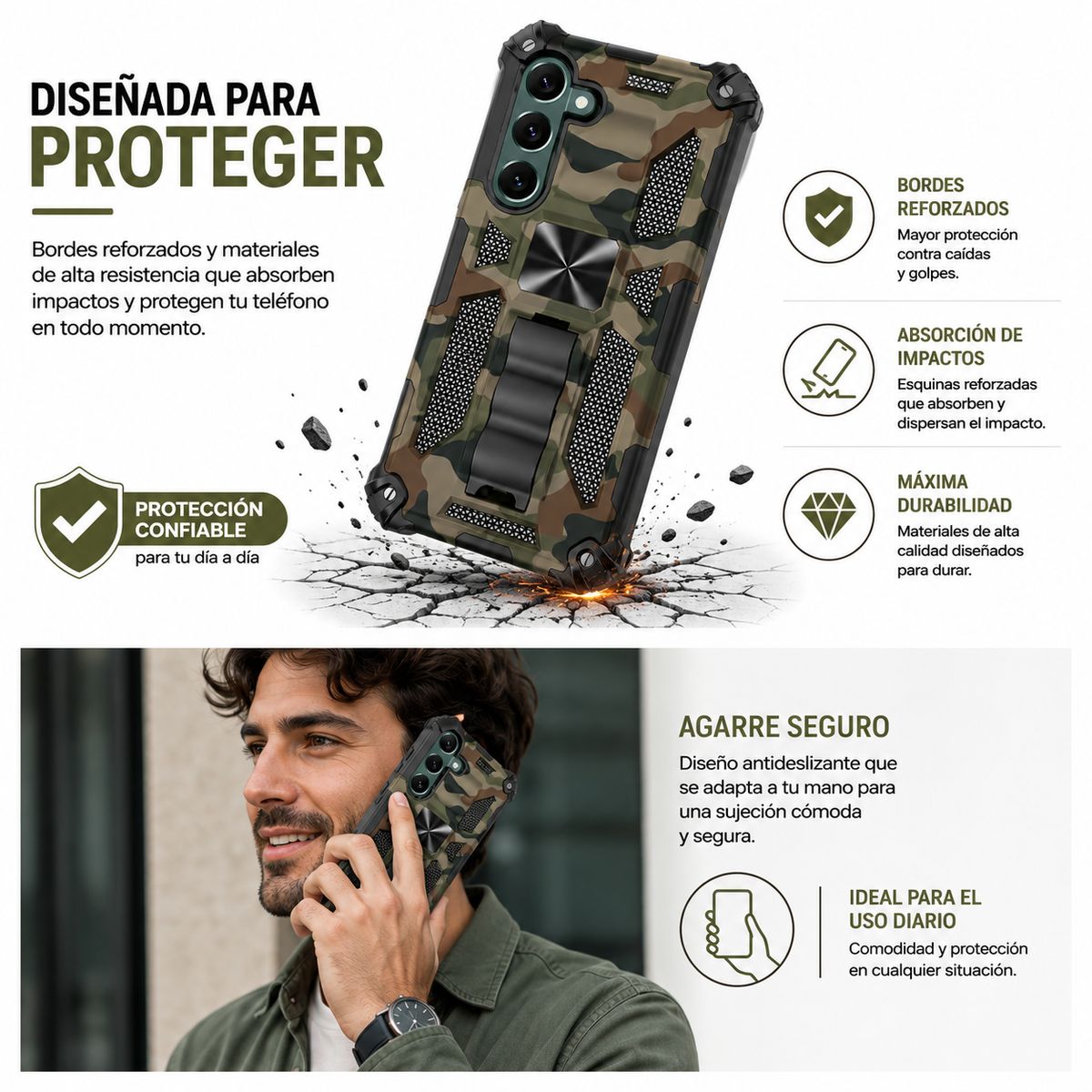 GENERICO - Carcasa Compatible con Samsung A37 5G Antigolpe Military Armor - Verde