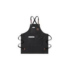 GENERICO - Delantal De Cocina Parrillero Para Asado Parrilla Multifuncional Ajustable Negro Con 3 Bolsillos Belug