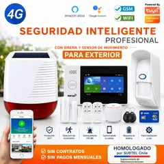 D MOTICA - Kit Alarma Inteligente Wifi + GSM 4G, PANEL TOUCH Con Sirena y Sensor de Movimiento EXTERIOR