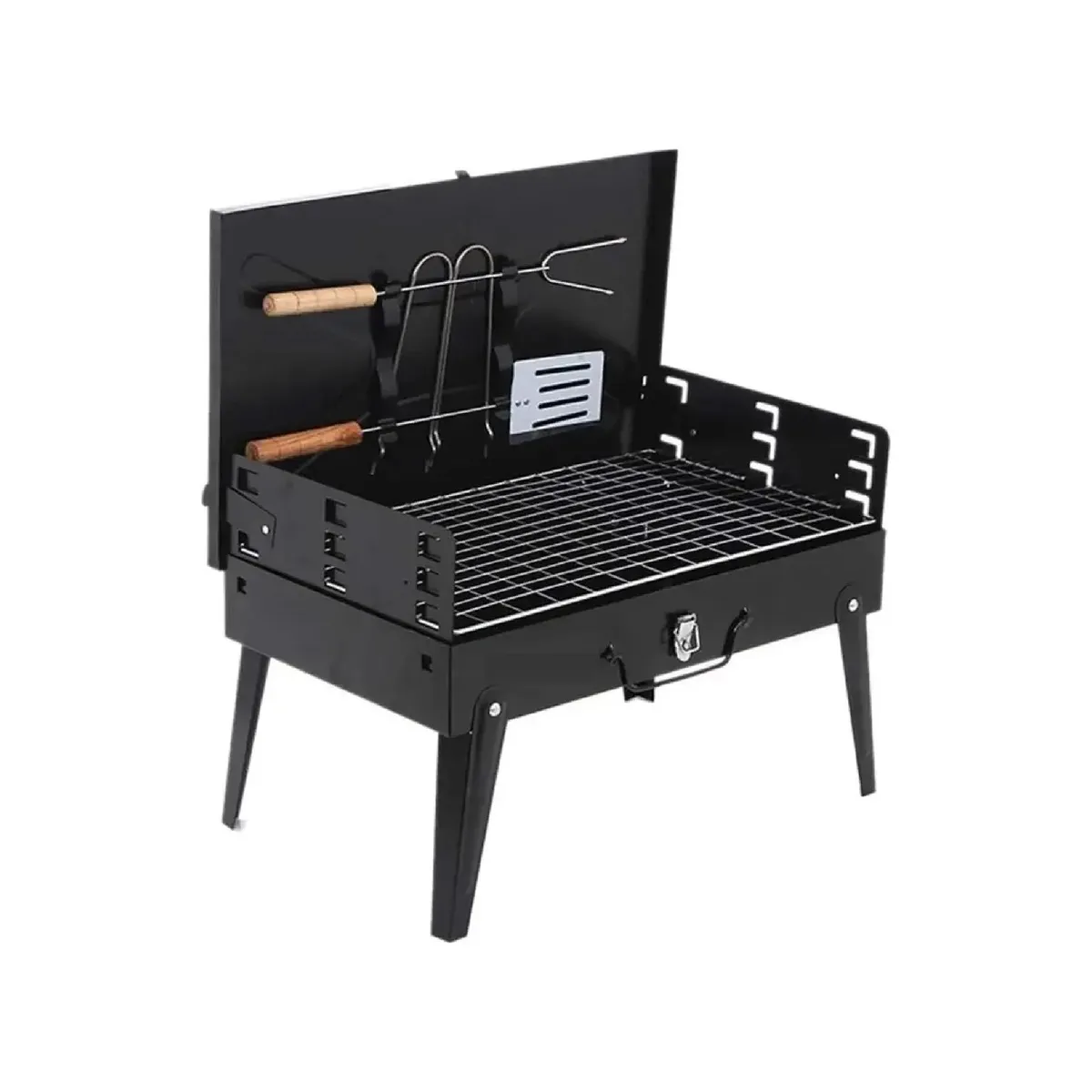 GENERICO - Parrilla Parrillera Para Asado Plegable Portatil Negro Belug