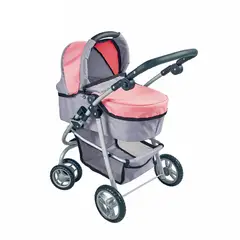 KIDSCOOL - Coche de Muñeca 3 En 1 Rosado Con Manillar Ajustable