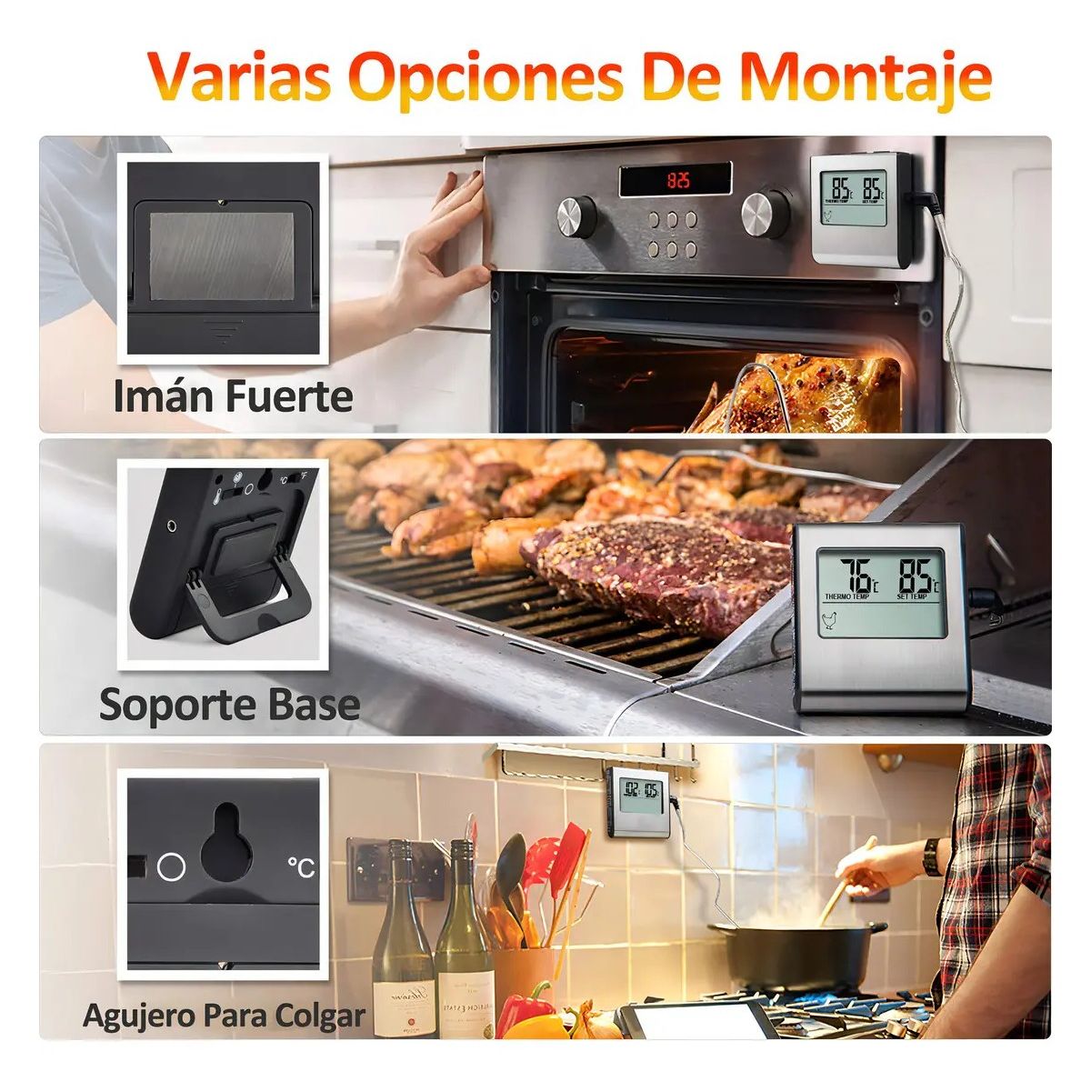 GENERICO - Termómetro Digital De Carnes Para Alimentos Repostería Asado Belug
