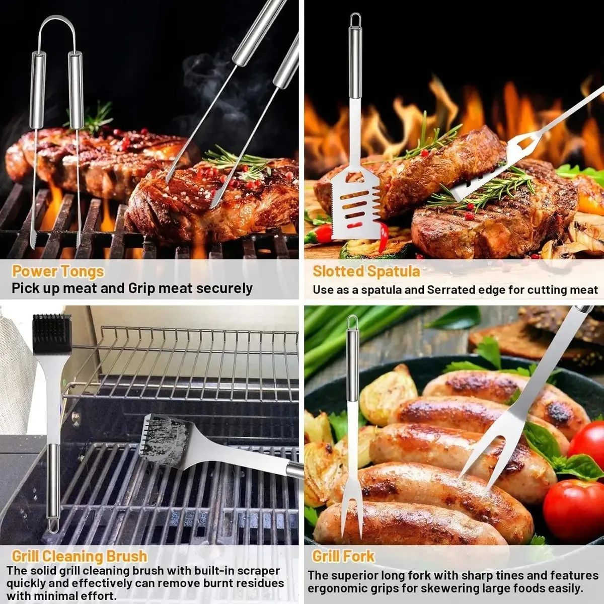 GENERICO - Juego Utensilios Para Parrilla 29pcs Espátula Cuchillo Belug