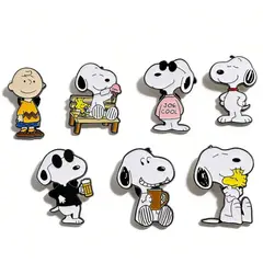 GENERICO - Set de 7 Pines Broches Metalicos Snoopy Charlie Brown