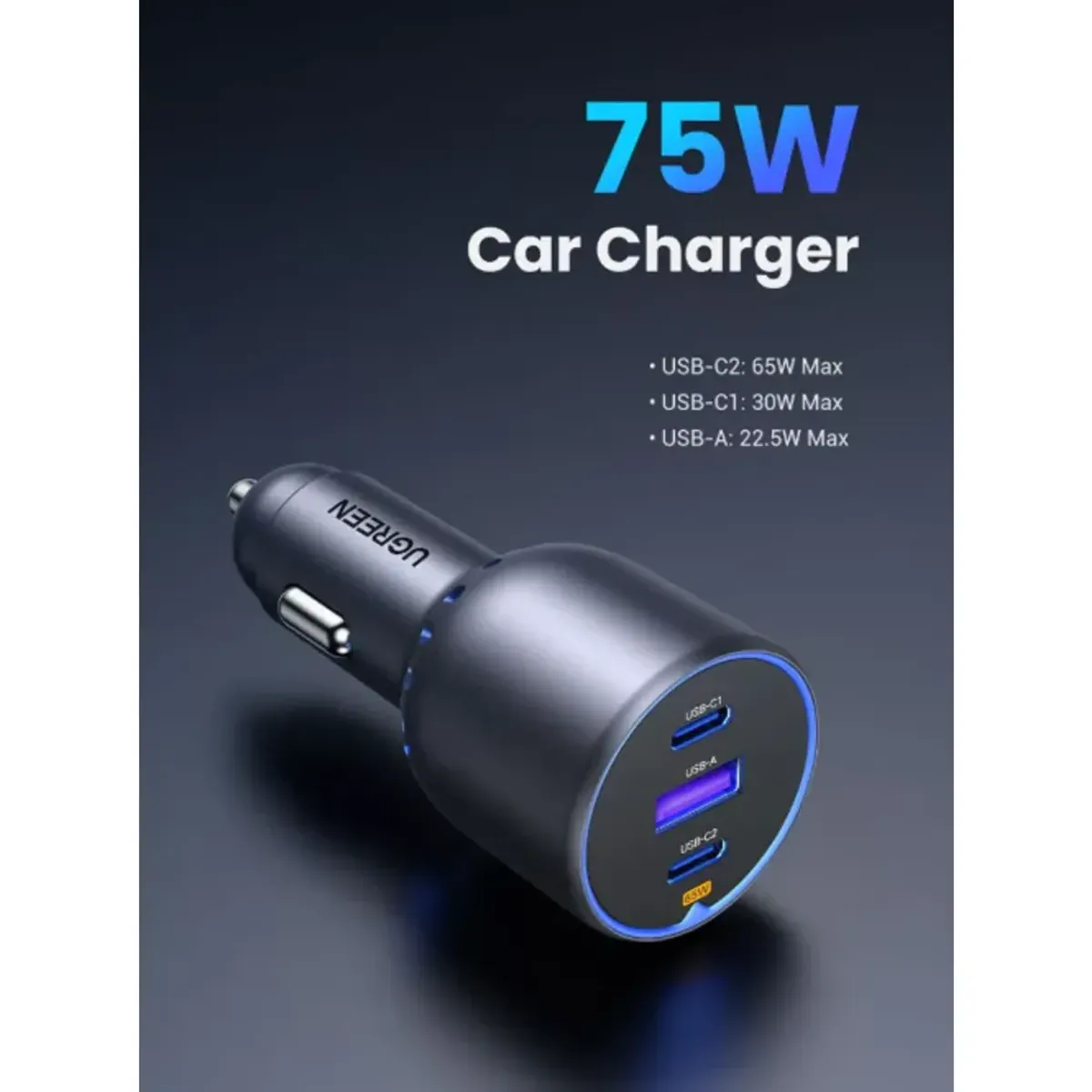 GENERICO - Cargador de coche Ugreen Usb Ca Pd 75w negro Default Title