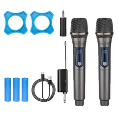 GENERICO - Micrófono uhf doble inalámbrico de mano karaoke recargable
