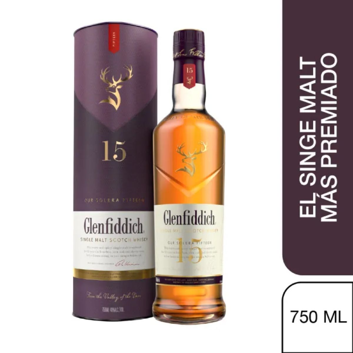 GLENFIDDICH - Whisky GLENFIDDICH 15 AÑOS SINGLE MALT 750CC