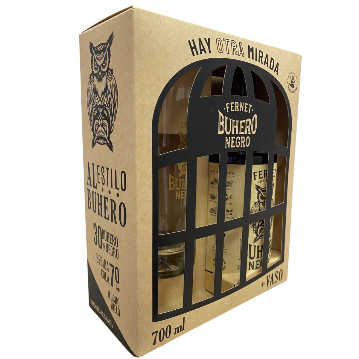 FERNET - Pack Licor Fernet Buhero Negro 39° 700cc + Vaso de Regalo