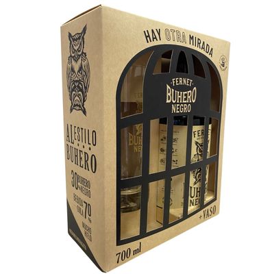 Fernet Pack Licor Buhero Negro 39° 700Cc + Vaso De Regalo