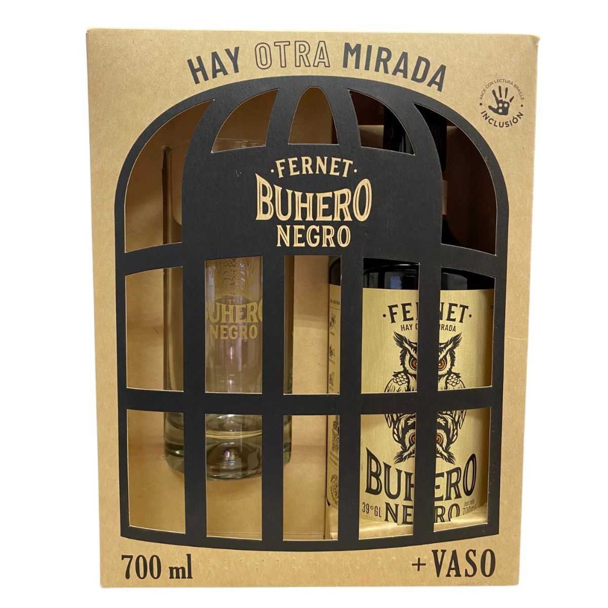 FERNET - Pack Licor Fernet Buhero Negro 39° 700cc + Vaso de Regalo
