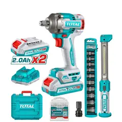 TOTAL TOOLS - Kit Llave de Impacto Inalámbrica 12 405Nm + Linterna 20V TOTAL