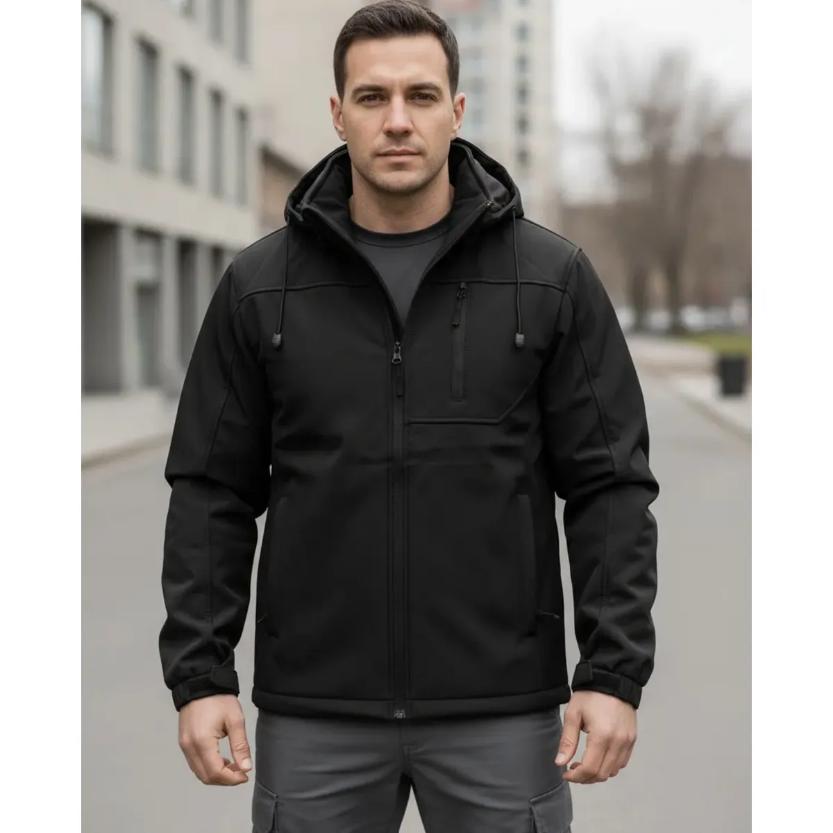 BLUE MOUNTAIN - Chaqueta Softshell Hombre Termica Impermeable Con Micropolar