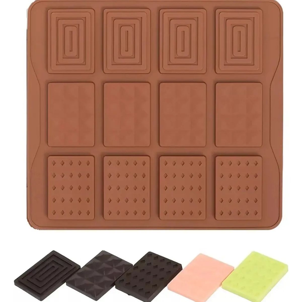 GENERICO - Molde de Silicona 12 Cavidades  para Barras de Chocolate Surtidas