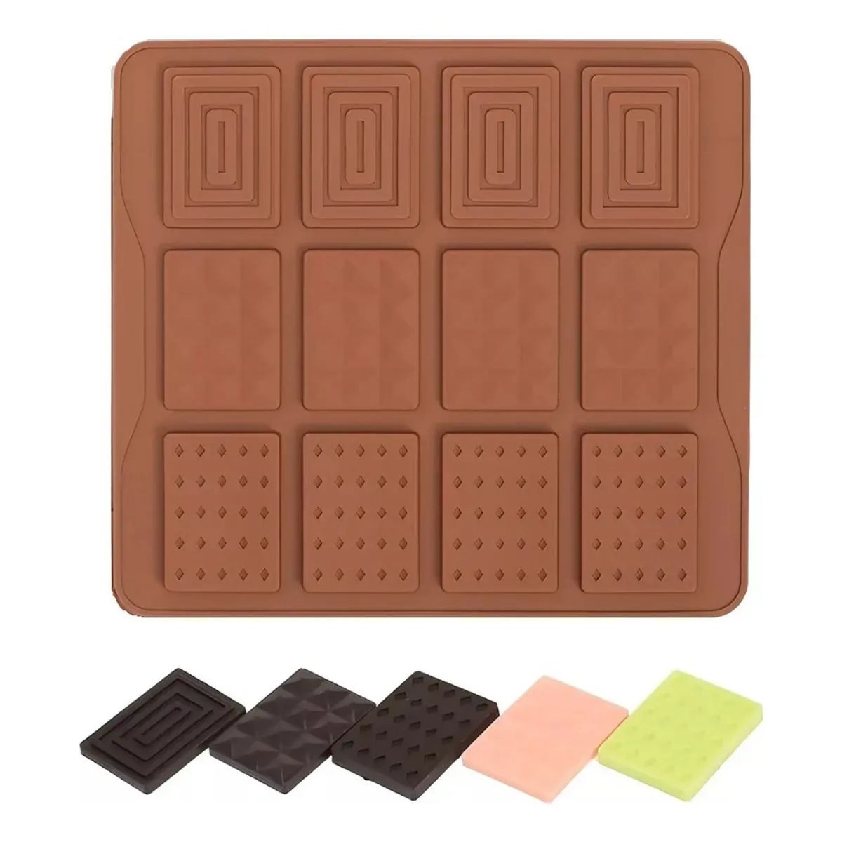 GENERICO - Molde de Silicona 12 Cavidades  para Barras de Chocolate Surtidas
